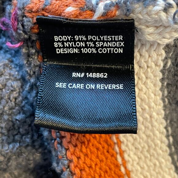 Torrid Boho Cardigan Womens Size 1X Gray Striped Chunky Knit Hooded Sweater - Picture 8 of 10